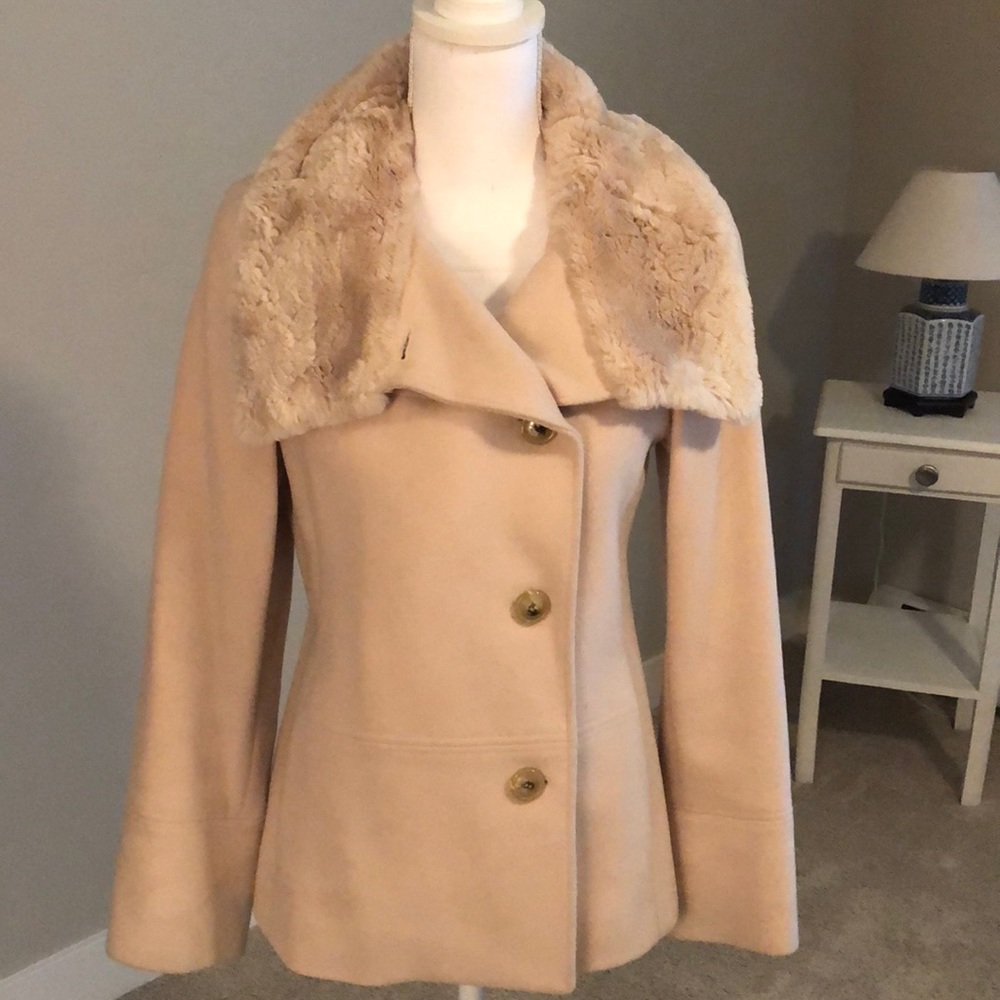 Cole Haan Coat w Sheared Beaver Collar